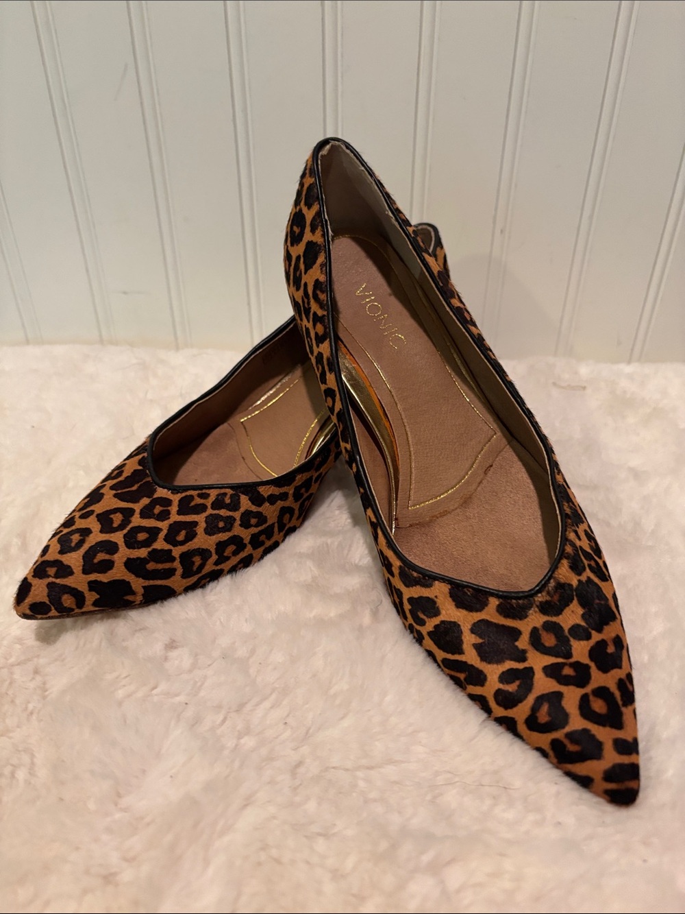 Vionic Leopard-Georgie Calf Hair Leopard Print Kitten Heel Pumps Size 7